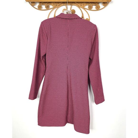 NEW ZARA HOUNDSTOOTH BLAZER DRESS Neon Pink L - Picture 9 of 10